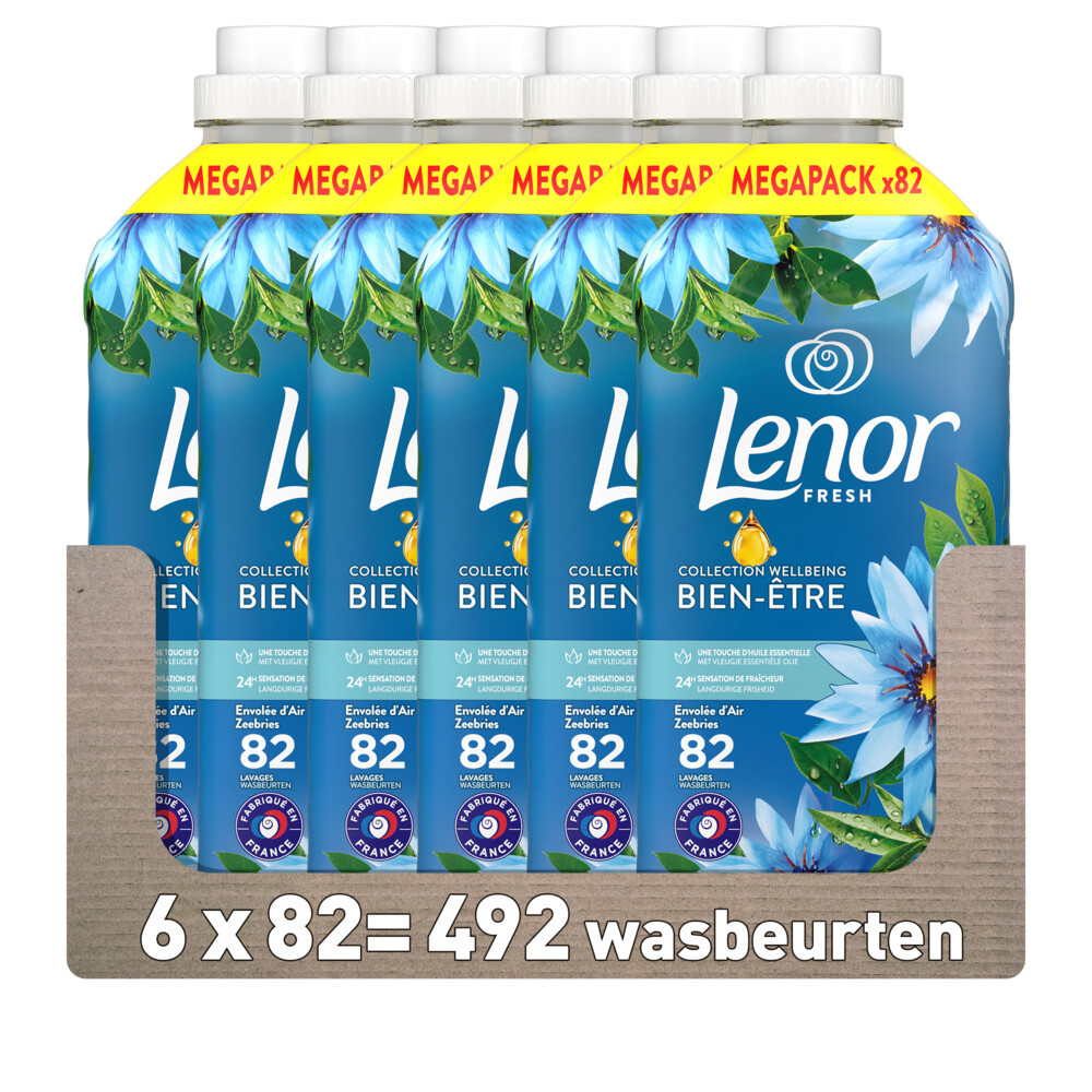 6x Lenor Wasverzachter Zeebries 82 Wasbeurten1722 ml
