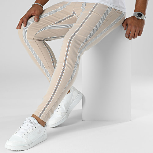 Pantalon A Rayures Beige