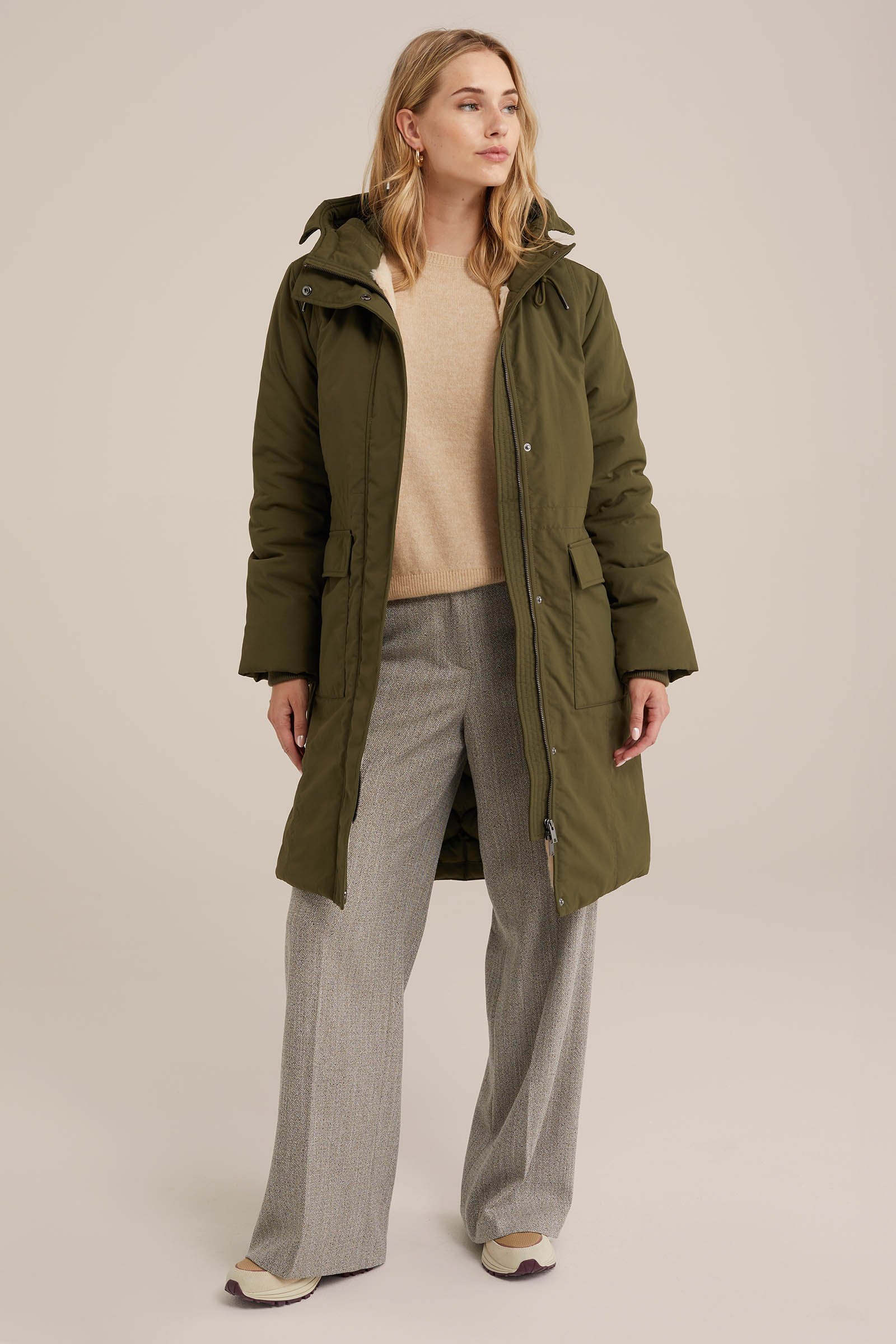 gewatteerde parka WE Fashion Olijfgroen