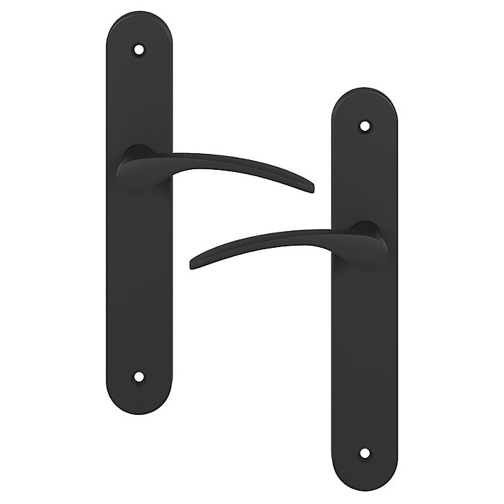 Lot 3 ensembles poignée sur plaque rond GoodHome Beare noir L.110.5mm x l.45mm entraxe 195mm