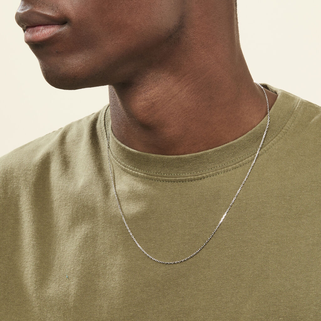 Chaîne Maille Forçat Diamantee Or Blanc