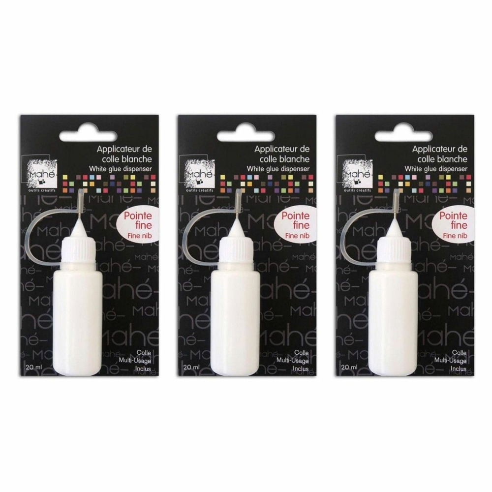 3 tubes de colle blanche pointe fine - 20 ml