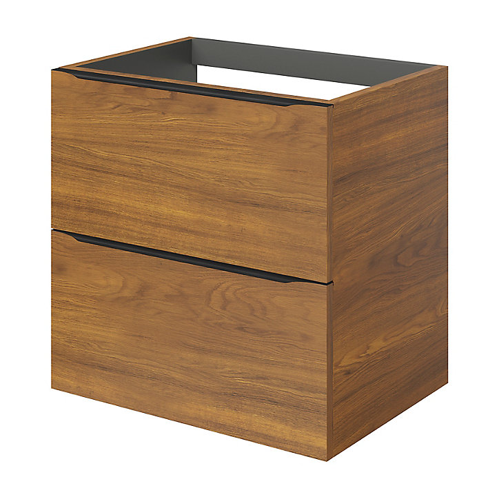 Meuble sous vasque à suspendre GoodHome Imandra décor noyer L. 60 x H. 60 x P. 45 cm