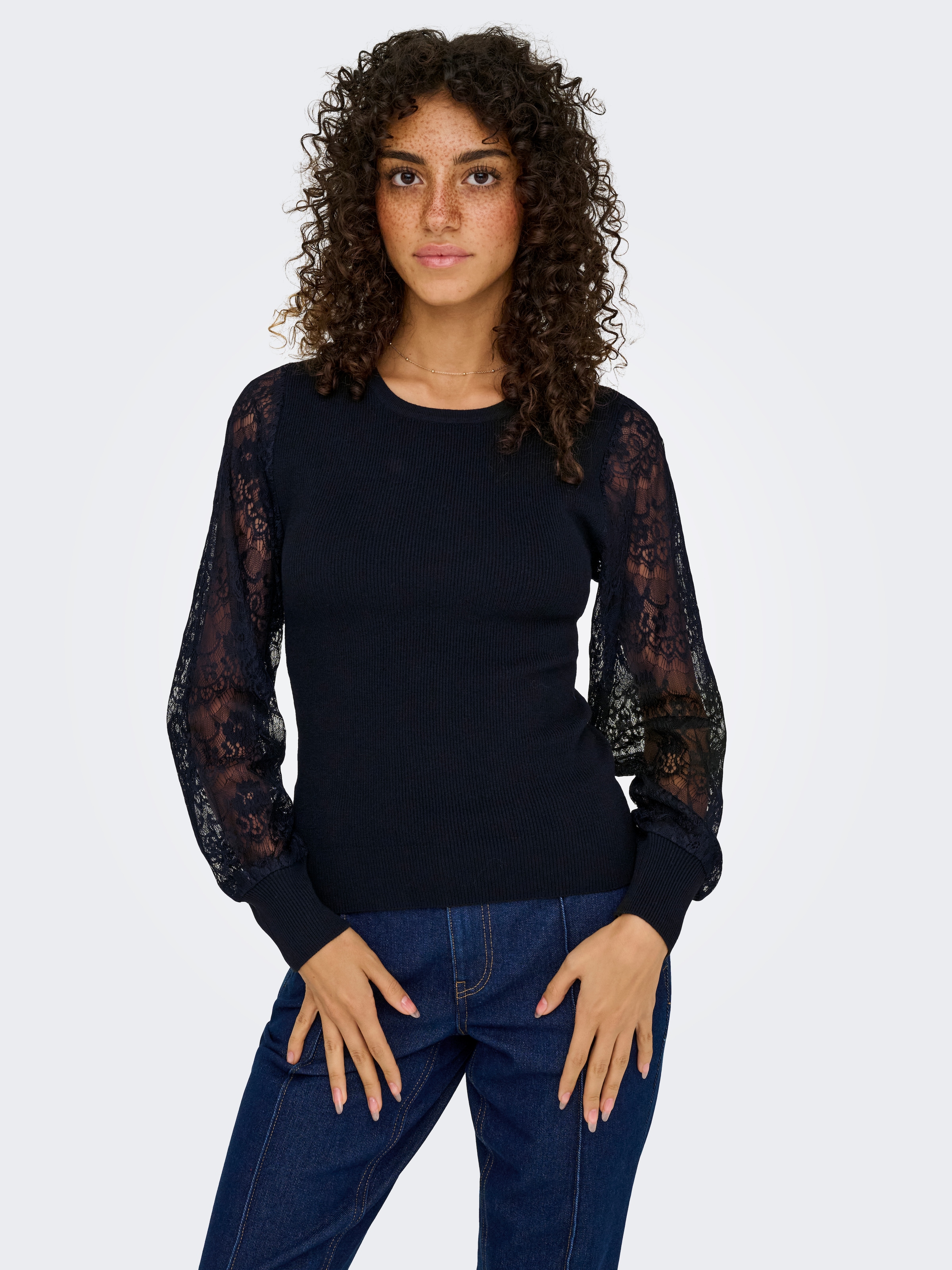 ONLY Rundhalspullover »ONLPERRY LIFE LS MIX O-NECK KNT«