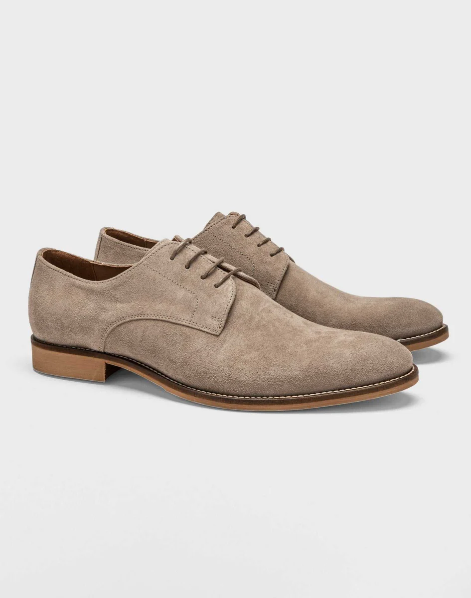 Derby cuir suédé sable 