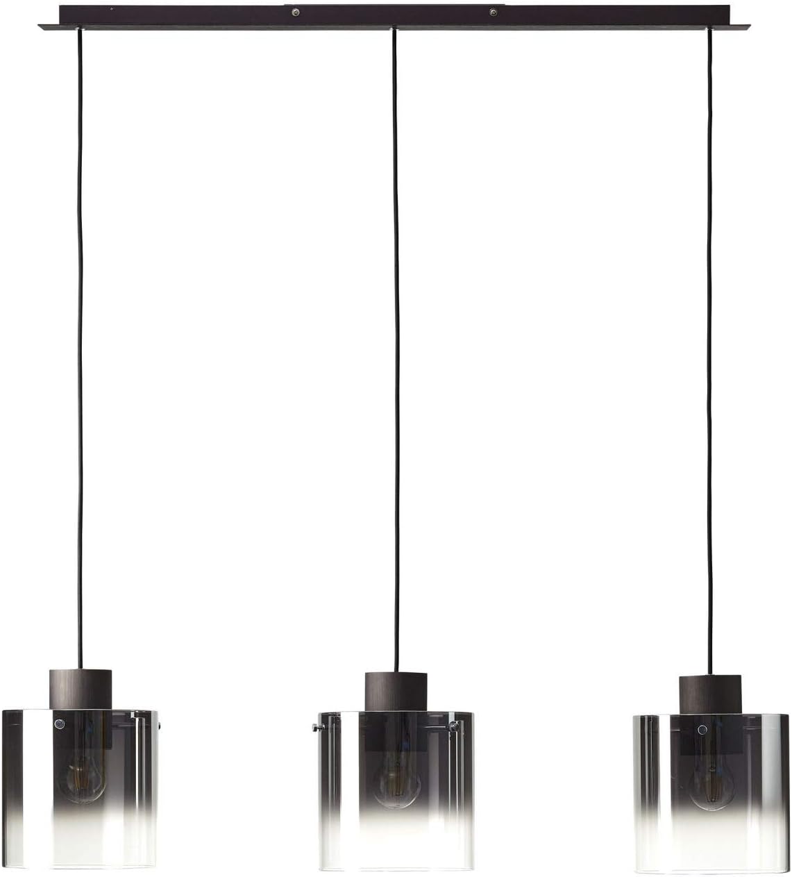 BRILLIANT Lampe Beth Pendelleuchte 3flg Kaffee/rauchglas | 3x A60, E27, 60W, g.f. Normallampen n. ent. | In der Höhe einstellbar/Kabel kürzbar | Für LED-Leuchtmittel geeignet