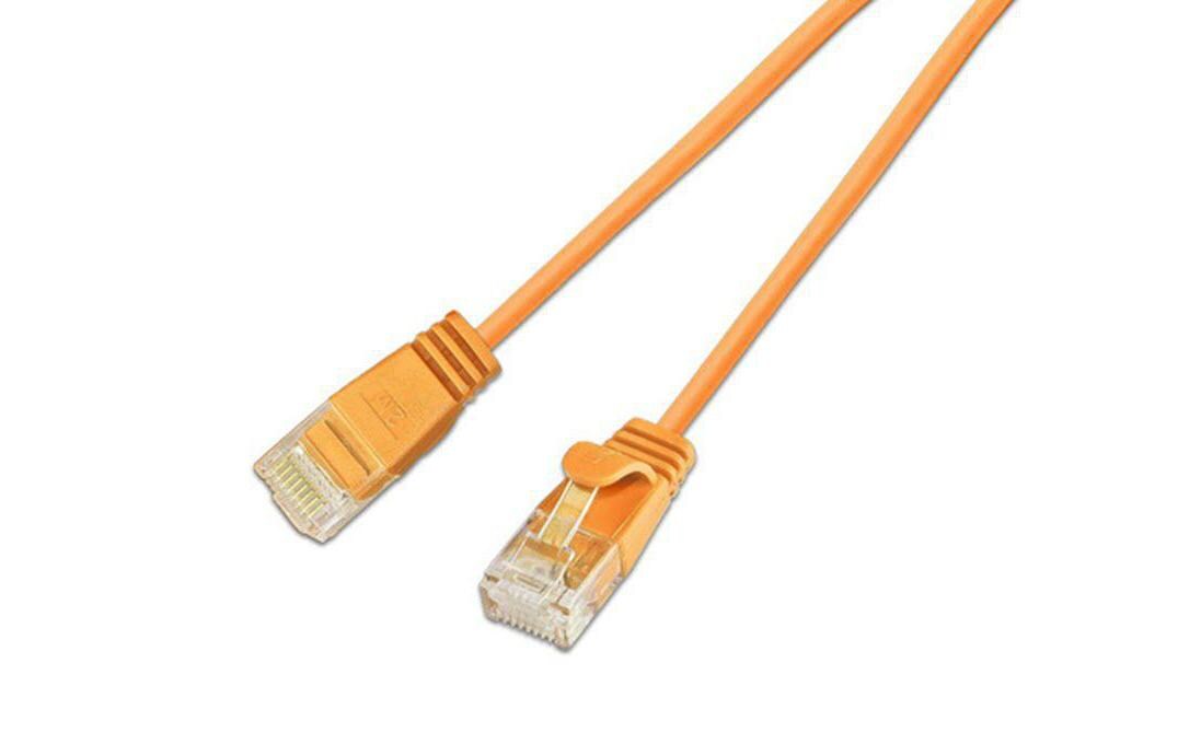 Slimpatchkabel RJ-45 - RJ-45, Cat 6, UTP, 10 m, OrangeLightpatchkabel rund, ungeschirmtes Twisted-Pair-Kabel (U/UTP) mit Klinkenschutz