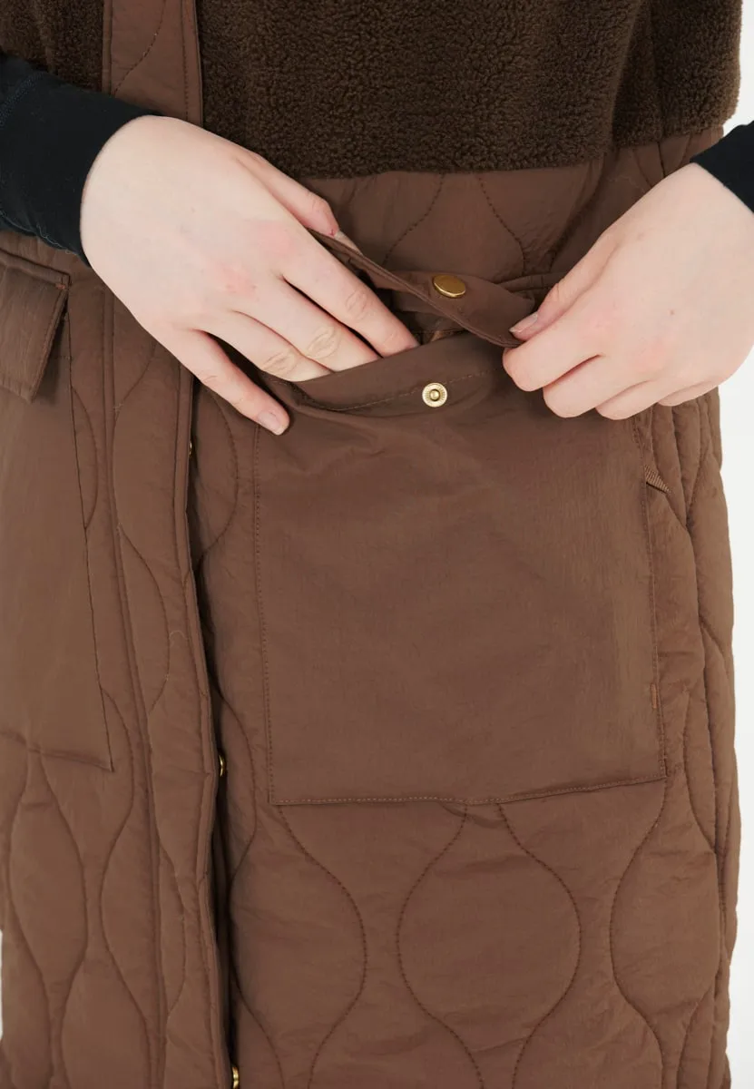 Weather Report Hollie W Long Quilted Vest Pinecone