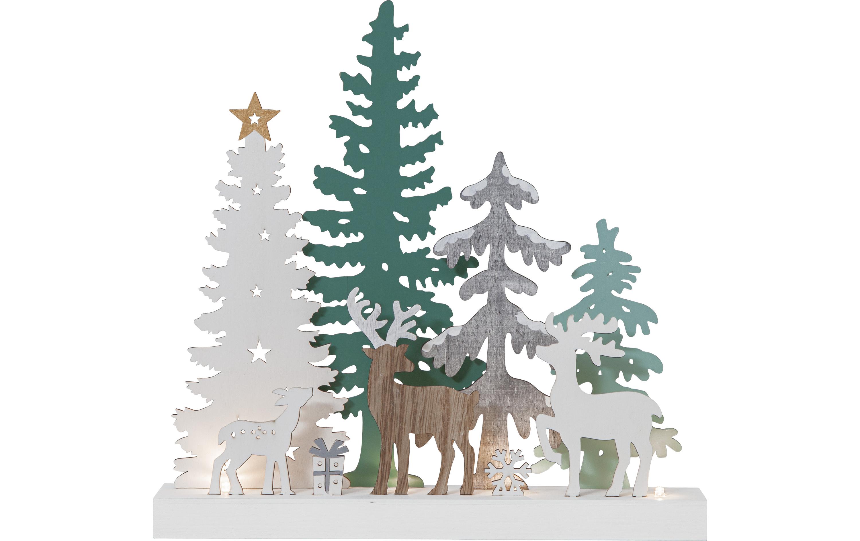 Kerzenständer Reinbek Wald 30 cm, HolzBeleuchteter Weihnachtswald