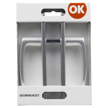 OK deurkruk set Blok recht blind schild aluminium