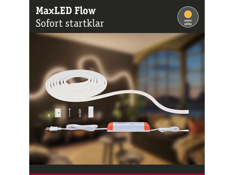 Paulmann LED-Stripe MaxLED Flow 2700 K, 5  m Basisset Licht-Streifen ohne sichtbare LED Punkte