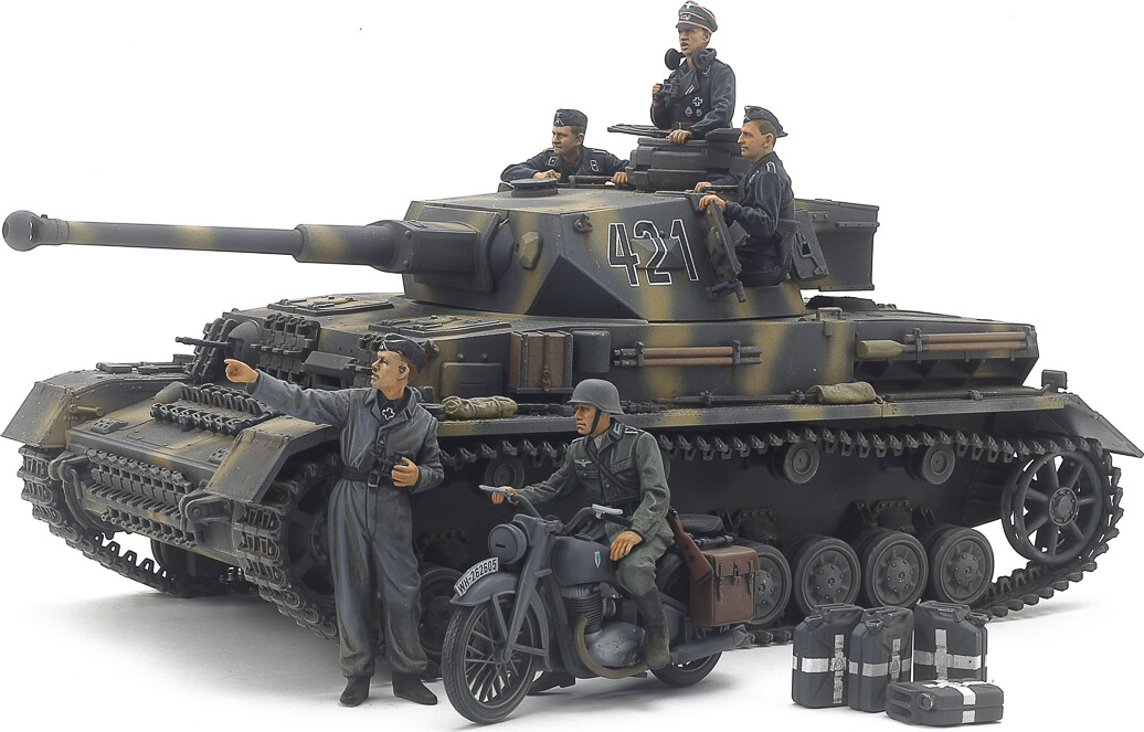 Tamiya - Panzerkampfwagen IV Ausf.G & Motorcycle Byggesæt - 1:35 - 25209