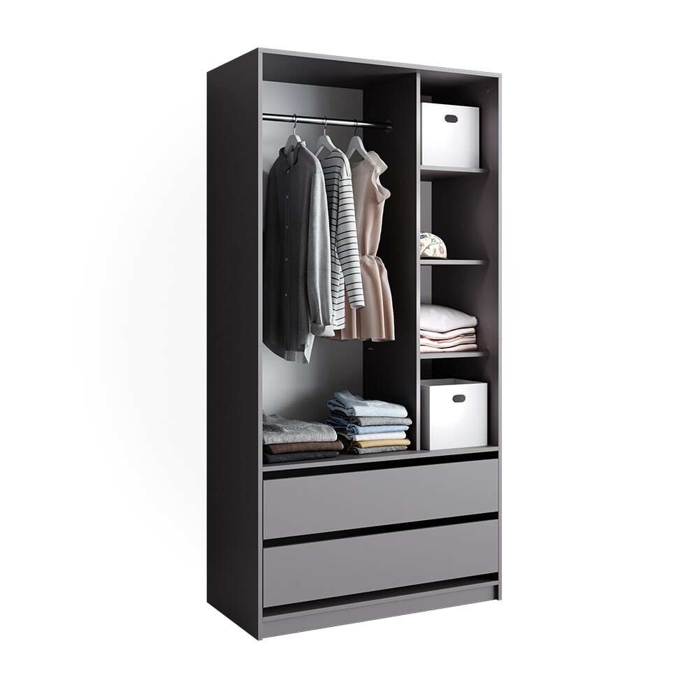 Vicco Kleiderschrank Elmo Anthrazit 100 x 200 cm mit 2 Schubladen