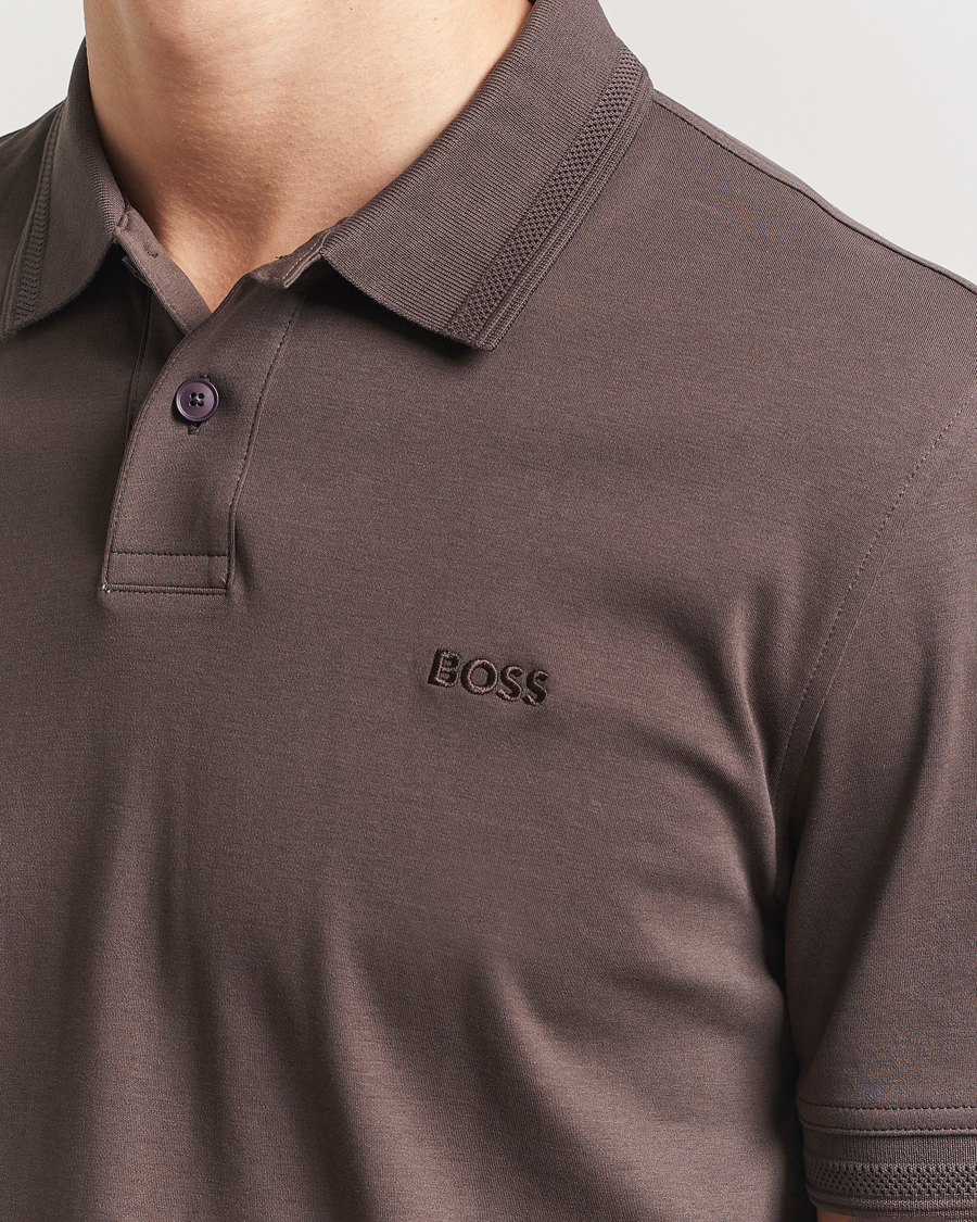 BOSS ORANGE Interlock Polo Open Brown