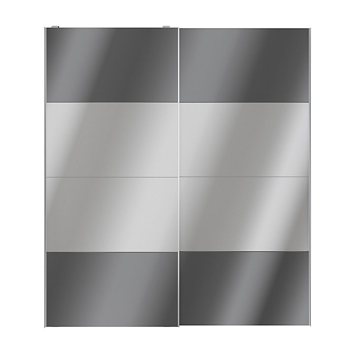 Portes de placard coulissantes 2 vantaux panneaux anthracite brillants et miroir GoodHome Atomia H. 225 x L. 200 x ép. 5,5 cm