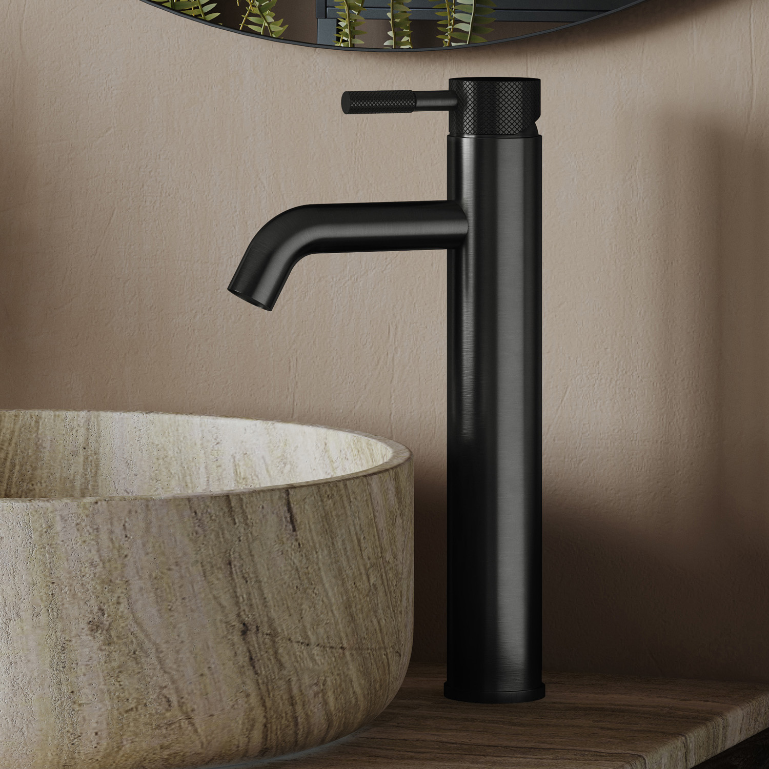Saniclear Plus Curved hoge wastafelkraan verouderd ijzer - gunmetal