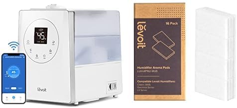 Levoit Luftbefeuchter Smart 6L Top-Fill Warmer/Kalter Nebel mit Alexa/APP Steuerung + Levoit LUH-AP162-WEU Aroma-Pads, Nylon für Luftbefeuchter Classic 300S, OasisMist 450S & LV 600S