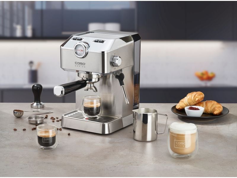 Caso Siebträgermaschine Espresso Gourmet Silber Design Siebträgermaschine