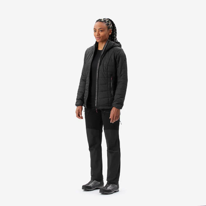 Decathlon Forclaz - Jaqueta acolchoada feminina Forclaz para mochilão em montanha com capuz - MT100 23°F