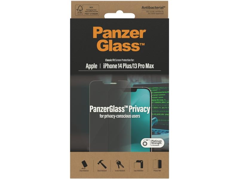 Panzerglass Displayschutz Classic Fit Privacy iPhone 13 Pro Display-Schutzfolie für das Apple iPhone 14 Plus/iPhone 13 Pro Max