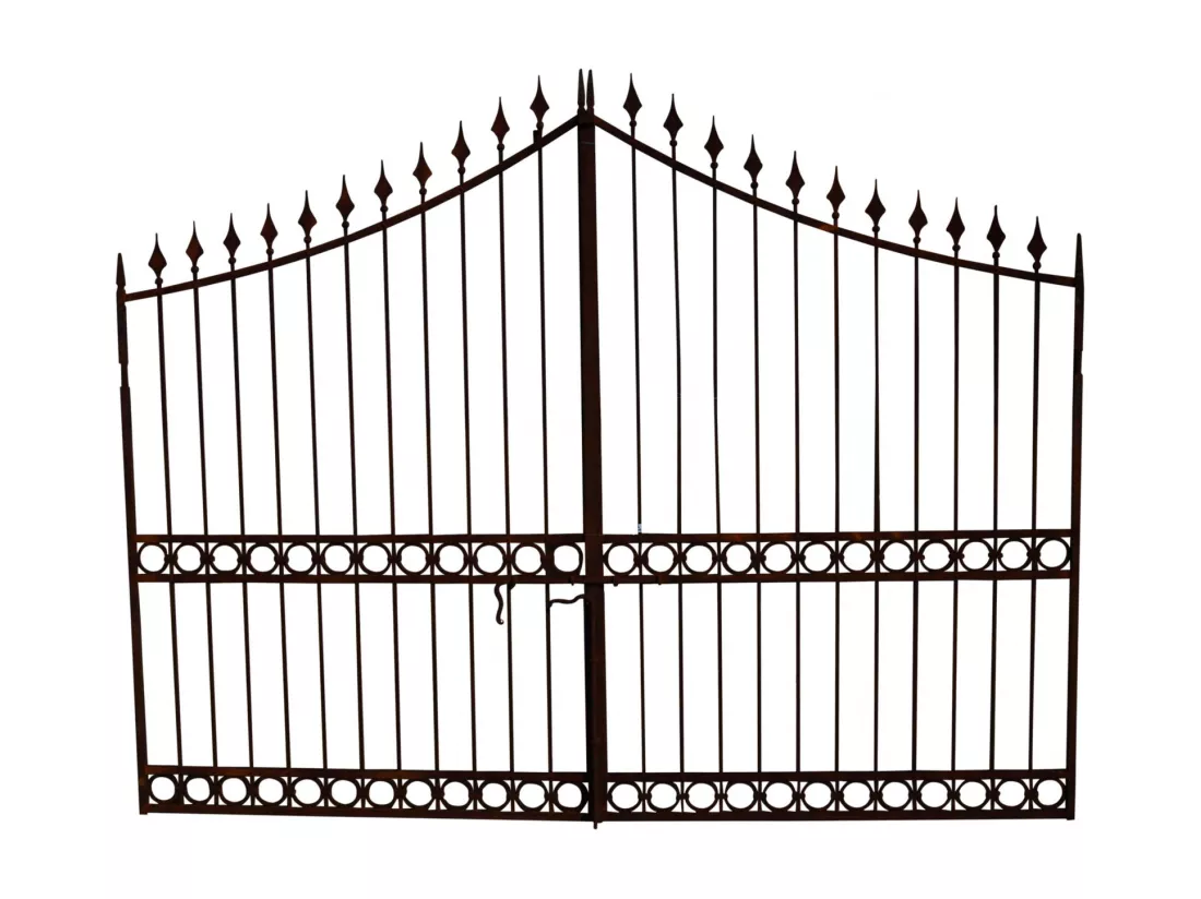 BISCOTTINI Portail - Fer Forgé Finition Antique - Clôture en Fer - Portail en Métal - Porte Décorative - Portail d'Entrée - 350x10x288cm - Une Pièce