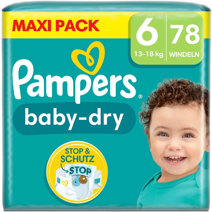 Pampers Baby-Dry Windeln, Gr. 6, 13-18 kg, Maxi Pack (1 x 78 Windeln)