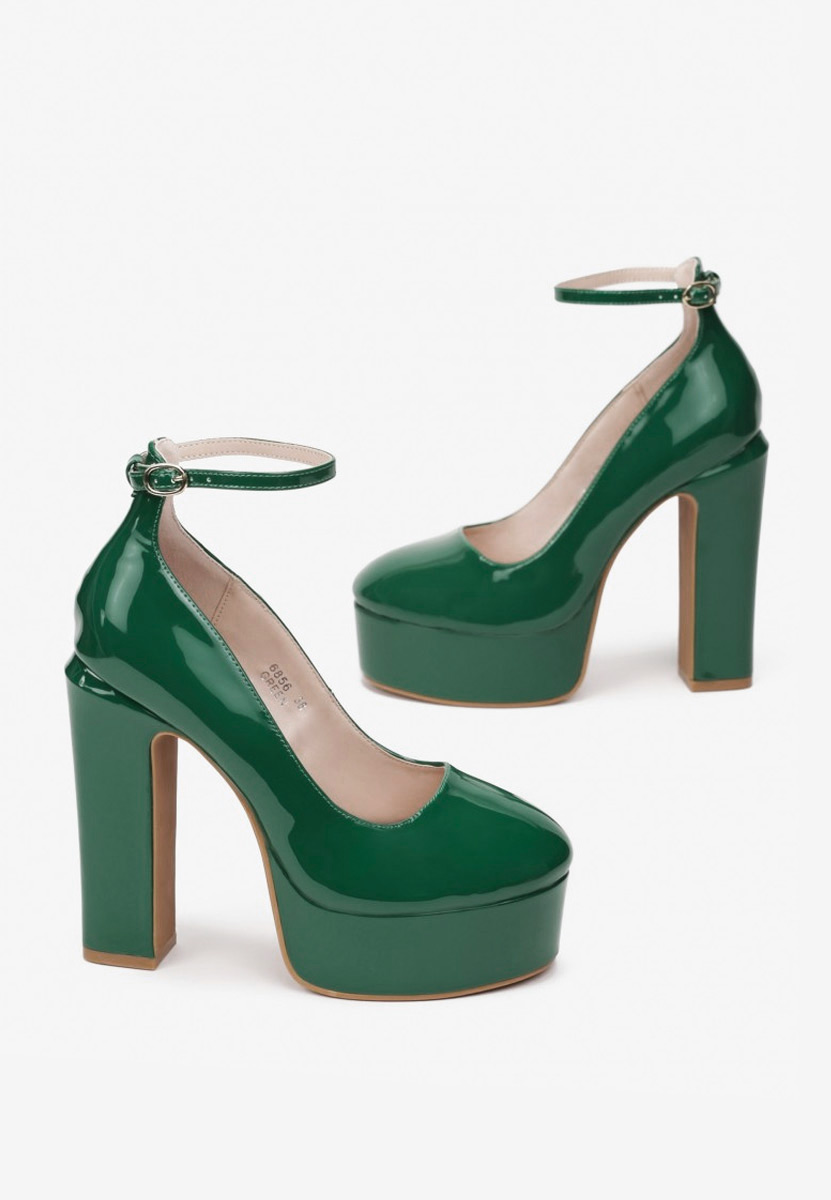 Chaussures à talon épais et plateforme vert Matea V3