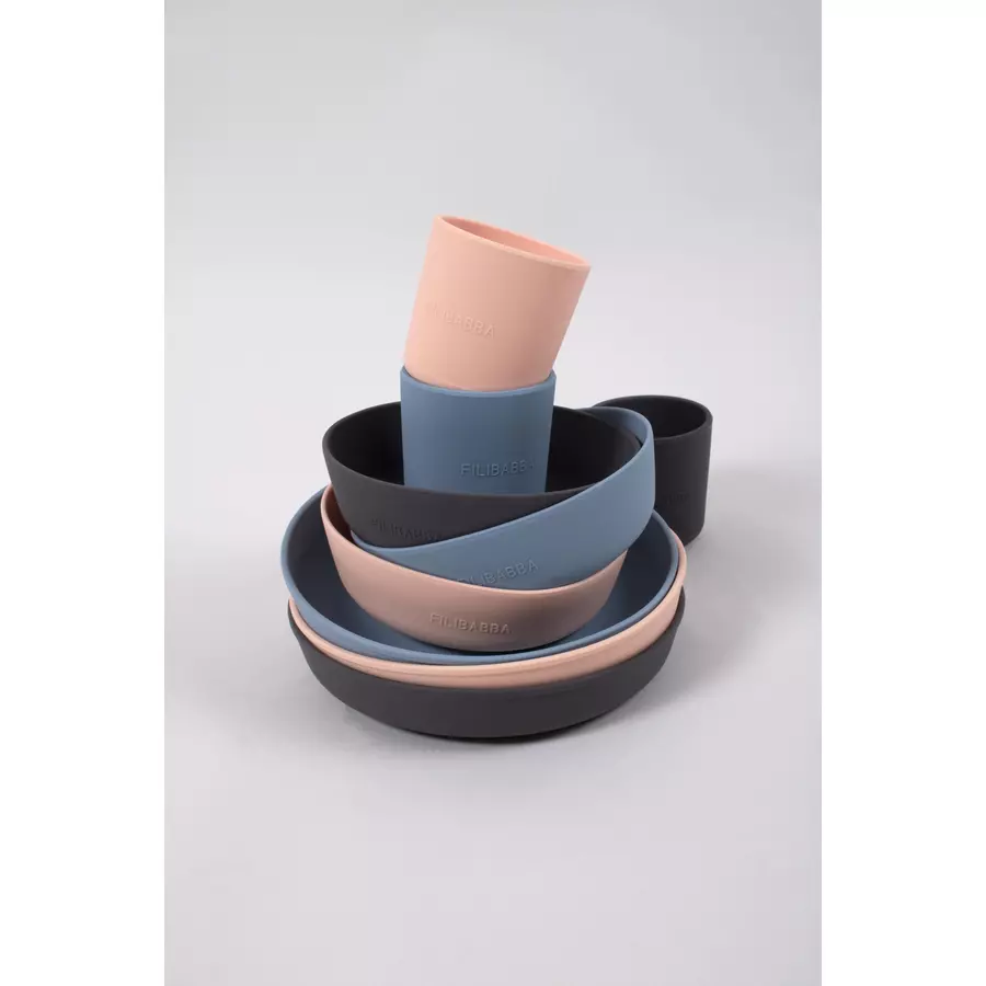 Filibabba Schüssel aus Silikon 2er-Pack, Stone Grey