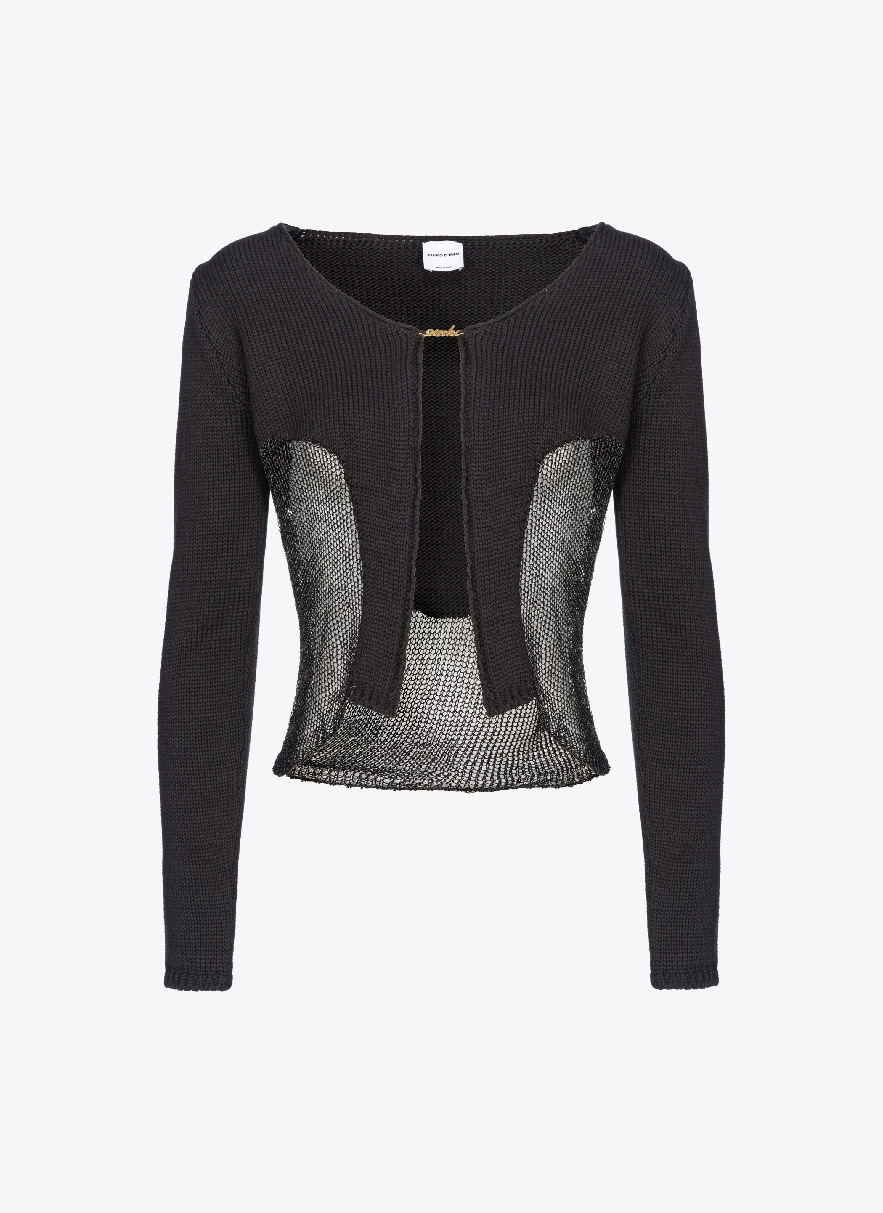Pull filet avec patchwork | Noir