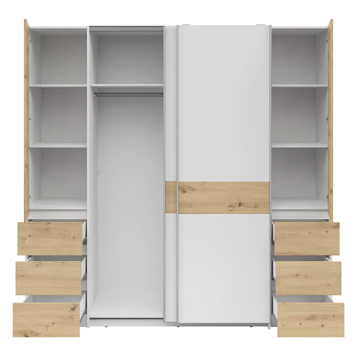 Kleiderschrank 4trg. Felsberg weiss,Artisan Eiche