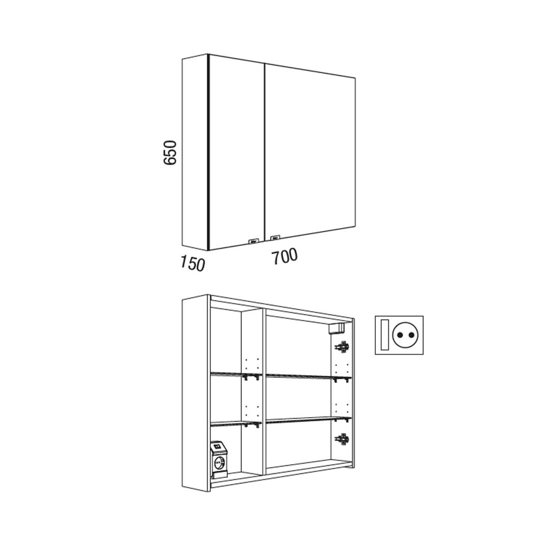 Muebles Ally spiegelkast 70x65cm