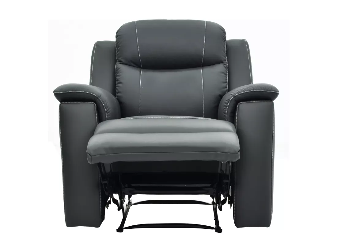 Canapés 3 places 2 places et un fauteuil relax EVASION en cuir - Gris