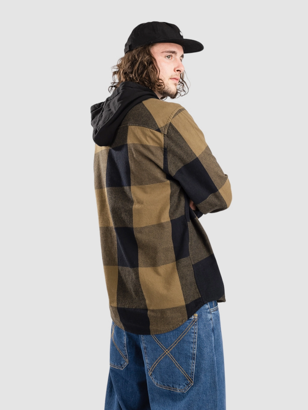 DC Ruckus Hooded Shirt capers/ black plaid