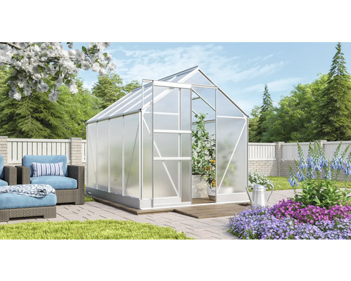 Vitavia Apollo 5000 kas, 6 mm dubbelwandige polycarbonaat panelen met fundering, 195x261 cm, aluminium
