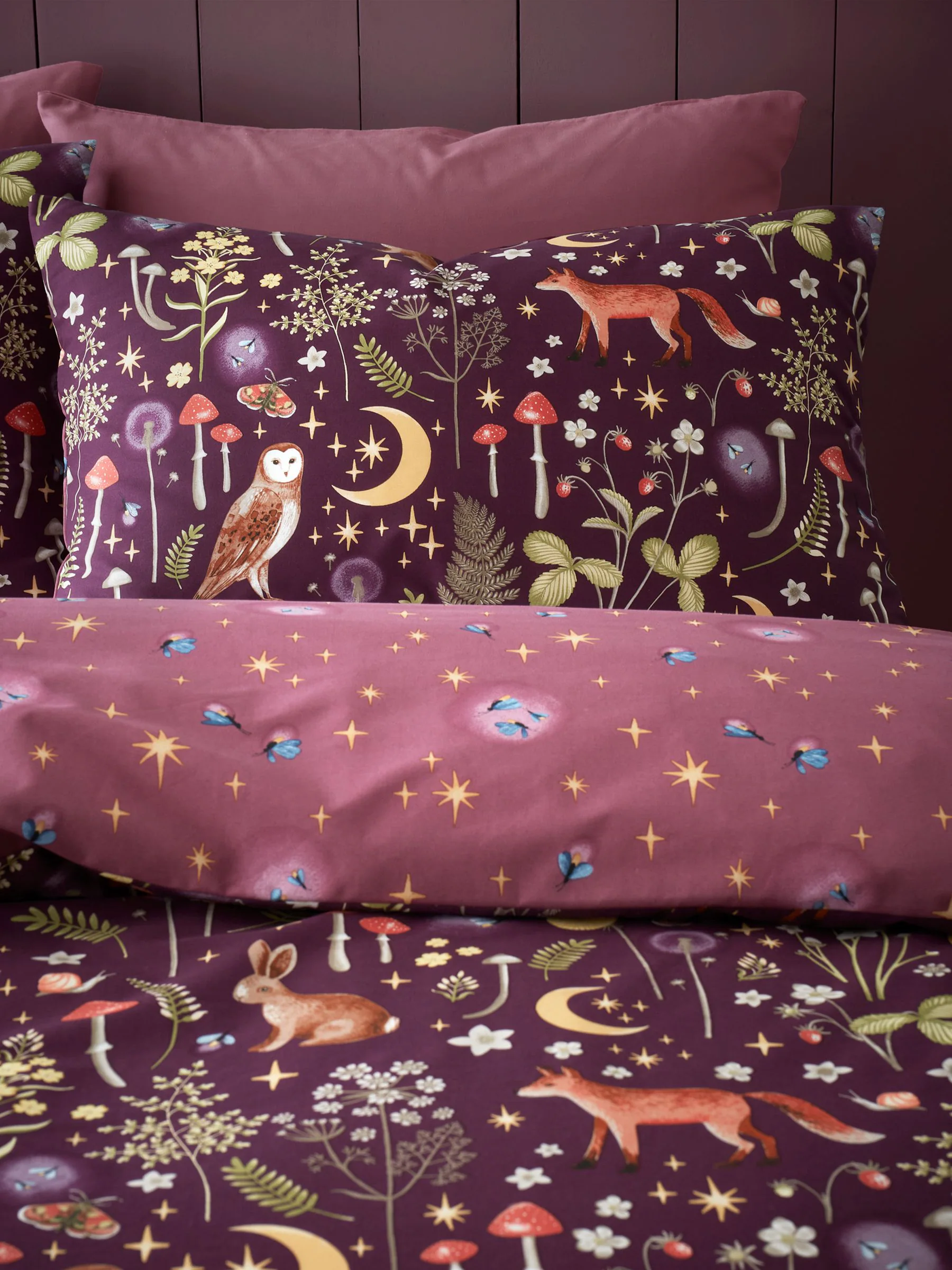 Catherine Lansfield Enchanted Twilight dekbedovertrek met dierenprint en kussensloop
