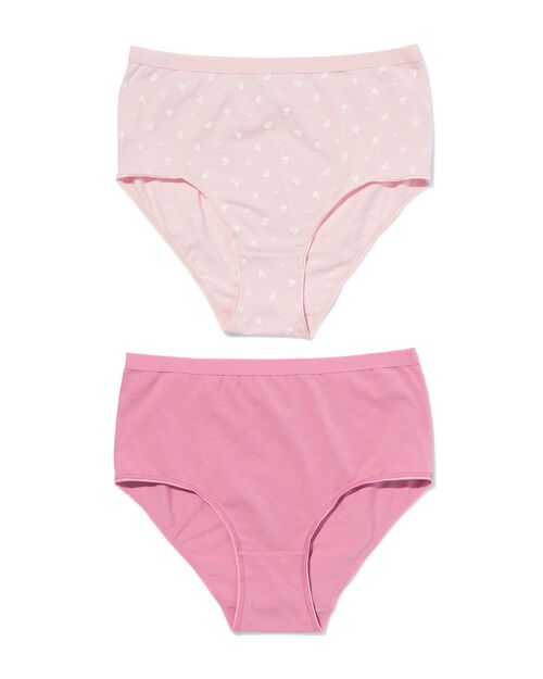 2 slips femme taille haute coton stretch rose