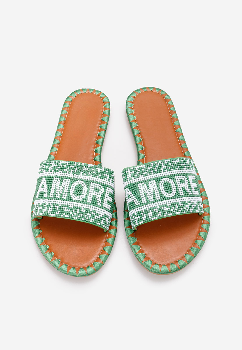 Mules plates femme vert Alasia