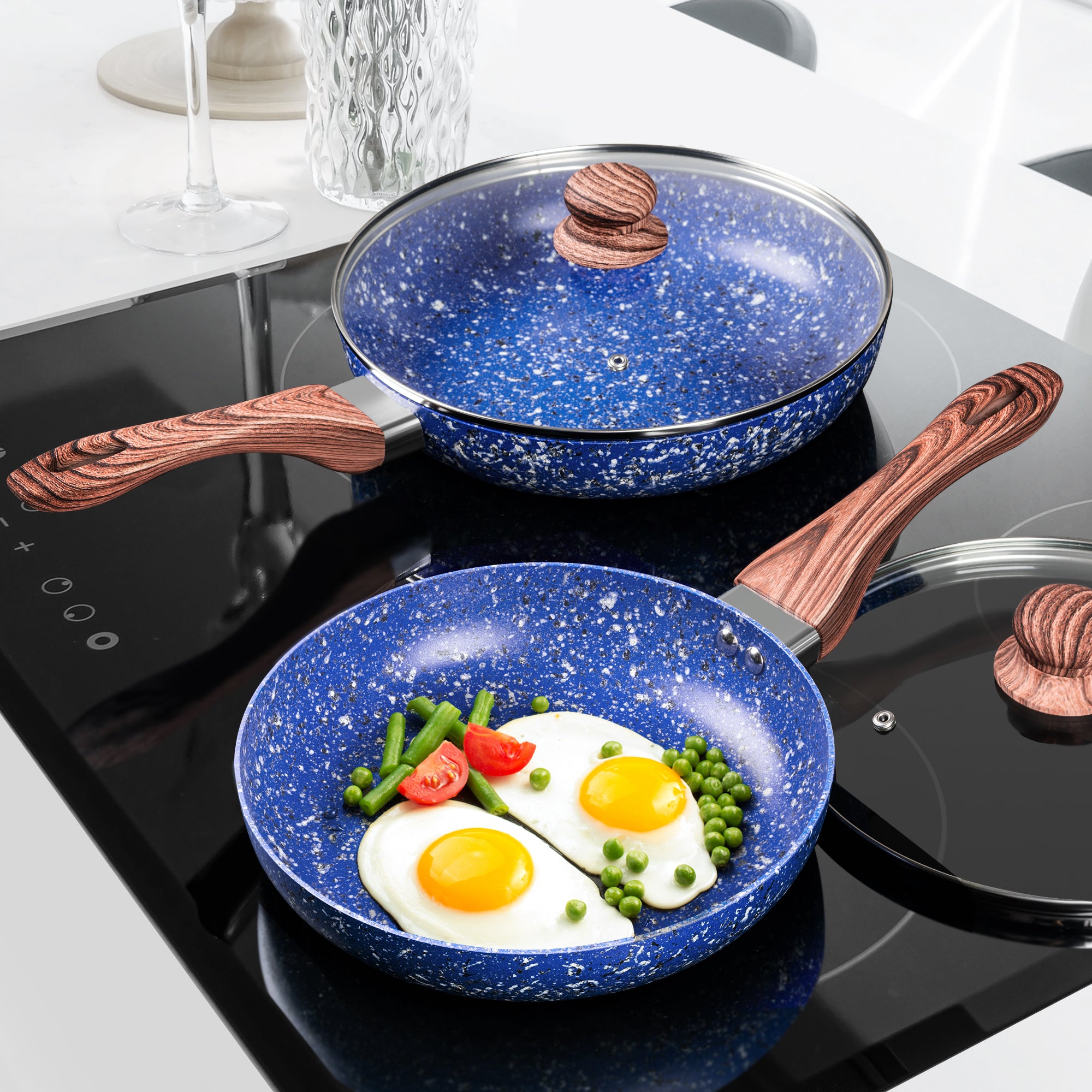 MICHELANGELO Frying Pan Set with Lid, 9.5
