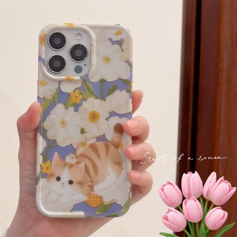 Fonekase - Kattenbloemen telefoonhoesje - Apple iPhone 16 Pro Max / 16 Pro / 16 Plus / 16 / 15 Pro Max / 15 Pro / 15 Plus / 15 / 14 Pro Max / 14 Pro / 14 Plus / 14 / SE / 13 Pro Max / 13 Pro / 13