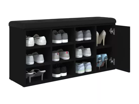 Banc à chaussures noir 102x32x50 cm bois d'ingénierie