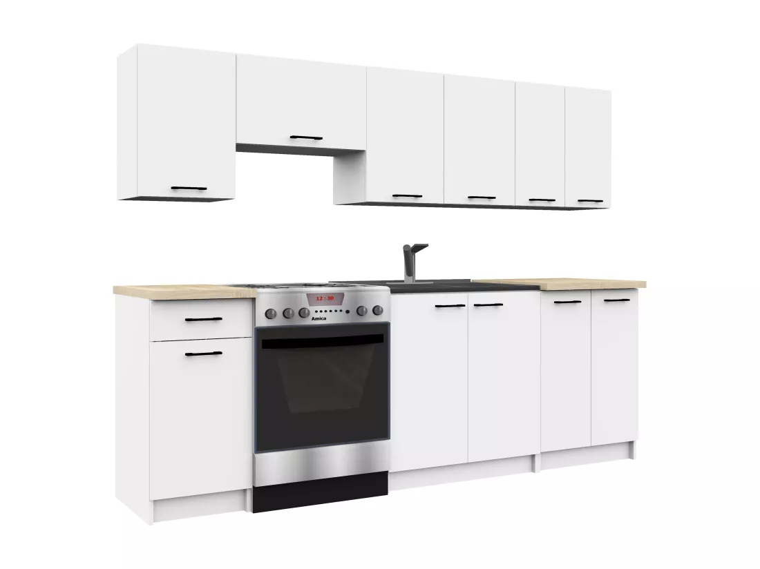 Armoires de cuisine basse AKORD S40 OLIWIA Blanc 40 cm 1 porte 1 tiroir façade Blanche 2 étagères 40x46x85 cm