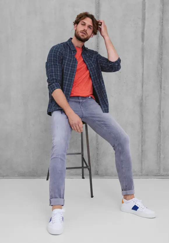 Kariertes Hemd - deep navy blue