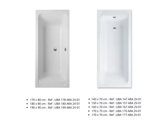 Baignoire droite 170 X 80 VILLEROY ET BOCH Architectura acrylique