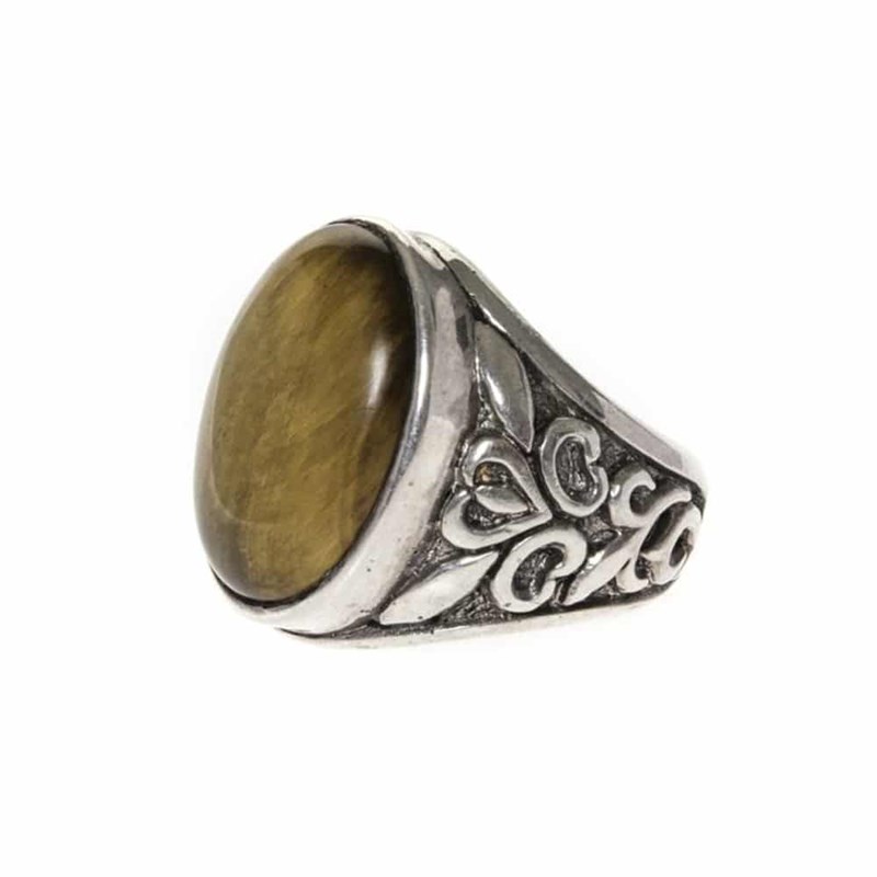 Bague Homme Symbol Argent Pierre oeil De Tigre