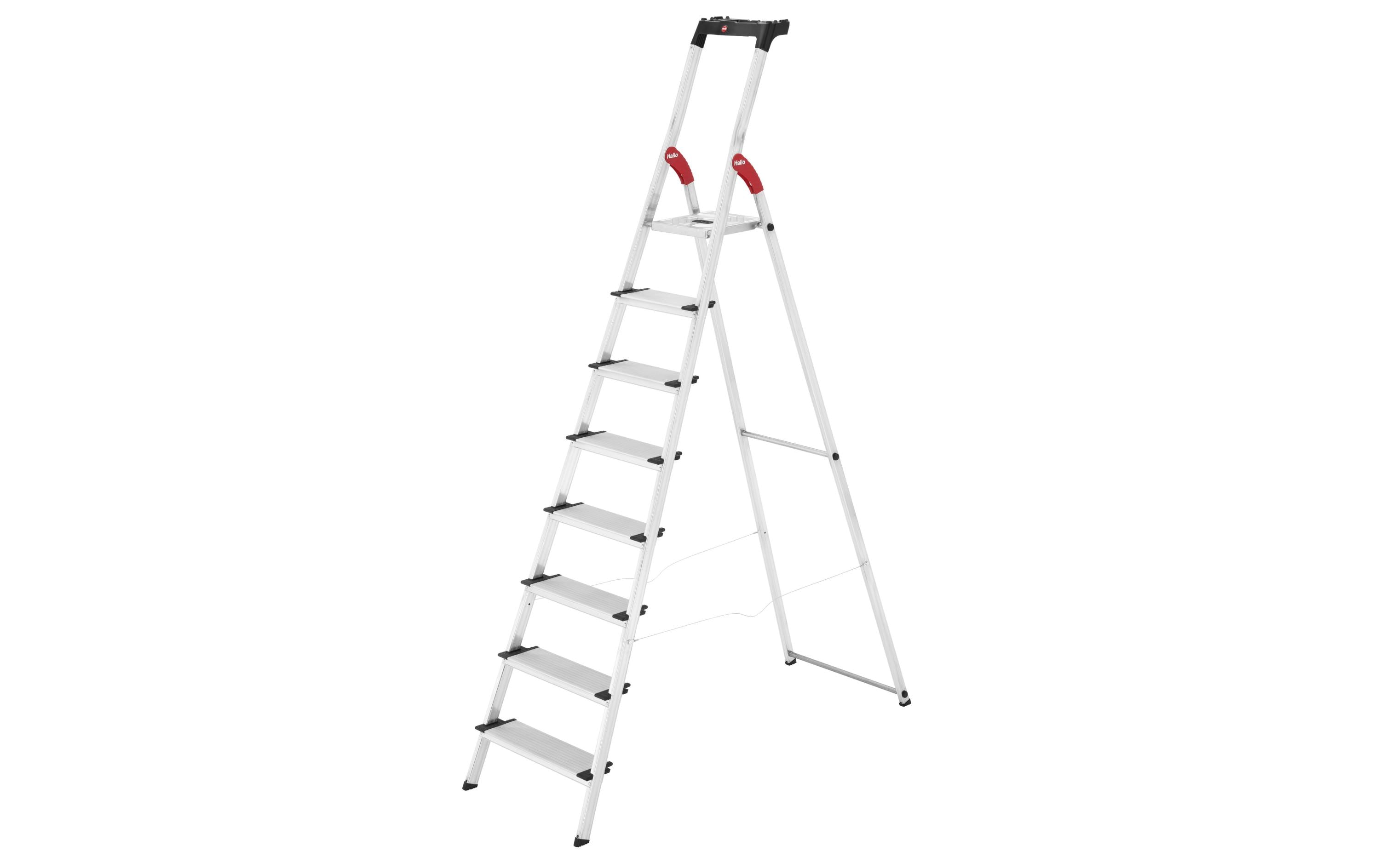 Stehleiter L80 Comfort Line 8 Stufen<br>Die Alu-Sicherheits-Haushaltsleiter mit extra tiefen Stufen