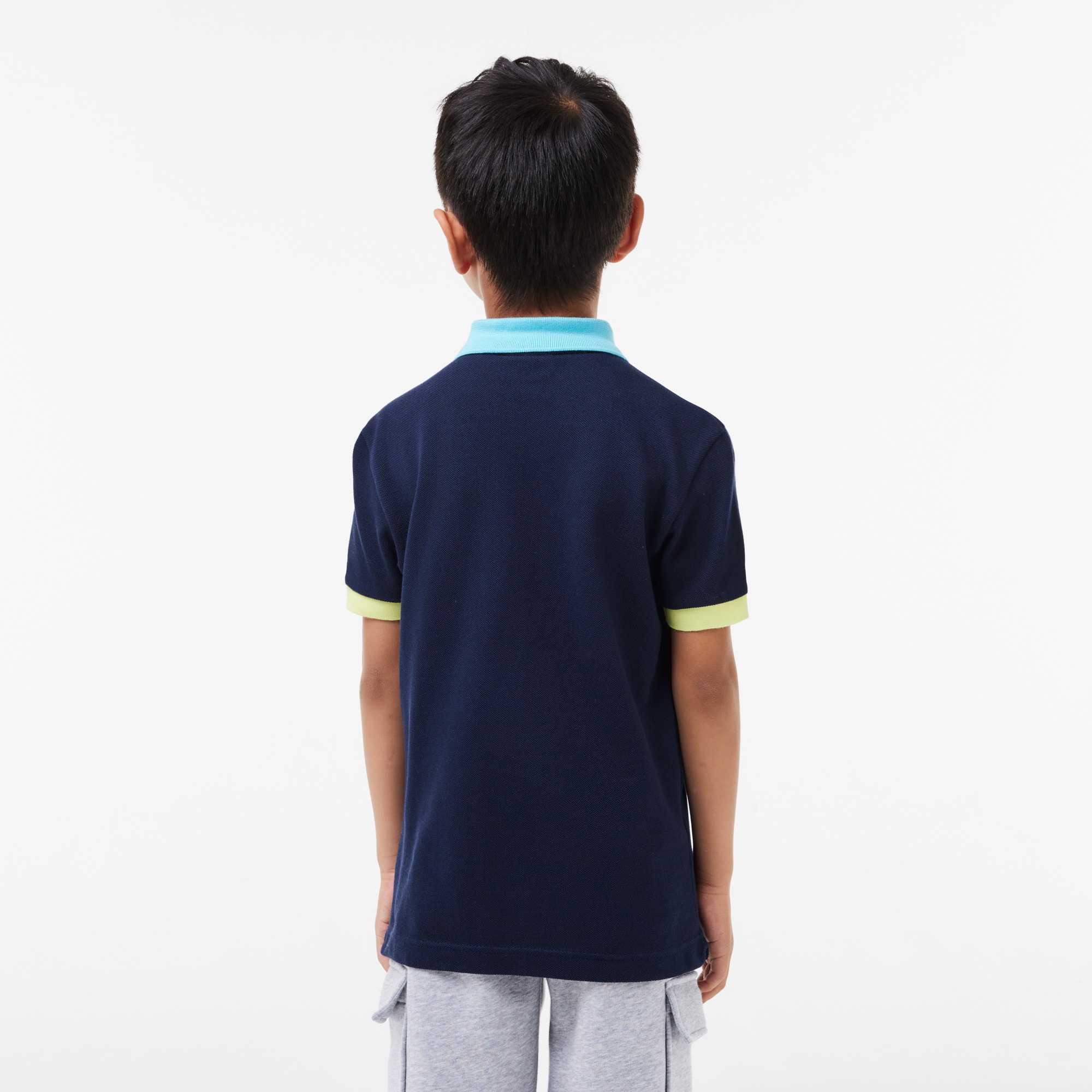 Polo color-block en piqué de coton Polos - Bleu - Lacoste - Garçon