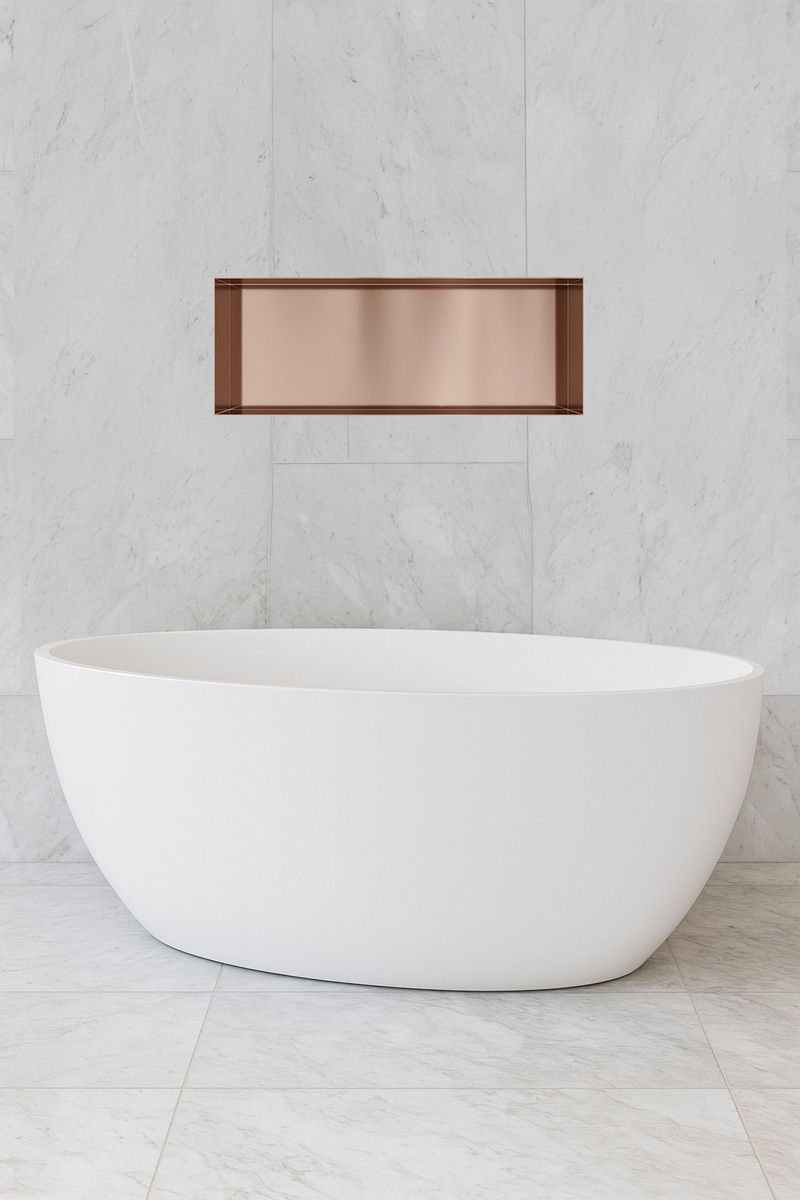 Hotbath &More frameless inbouwnis 30x80x10cm geborsteld koper PVD
