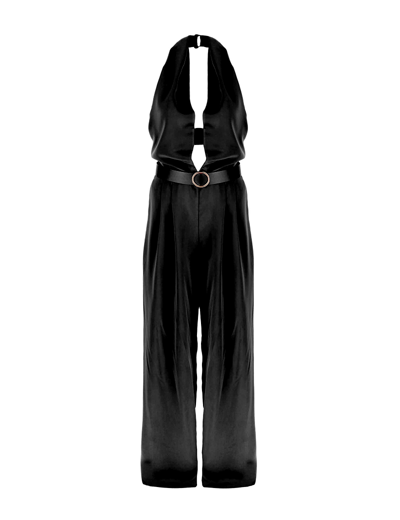 IMPERIAL COMBINAISON EFFET SATIN CEINTURÉE NOIR