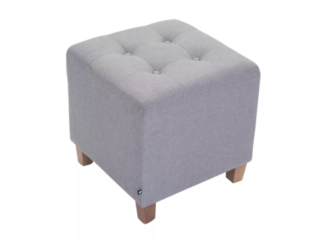 Lot de 2 Tabouret - Tissu & Bois - Gris clair - Pharao