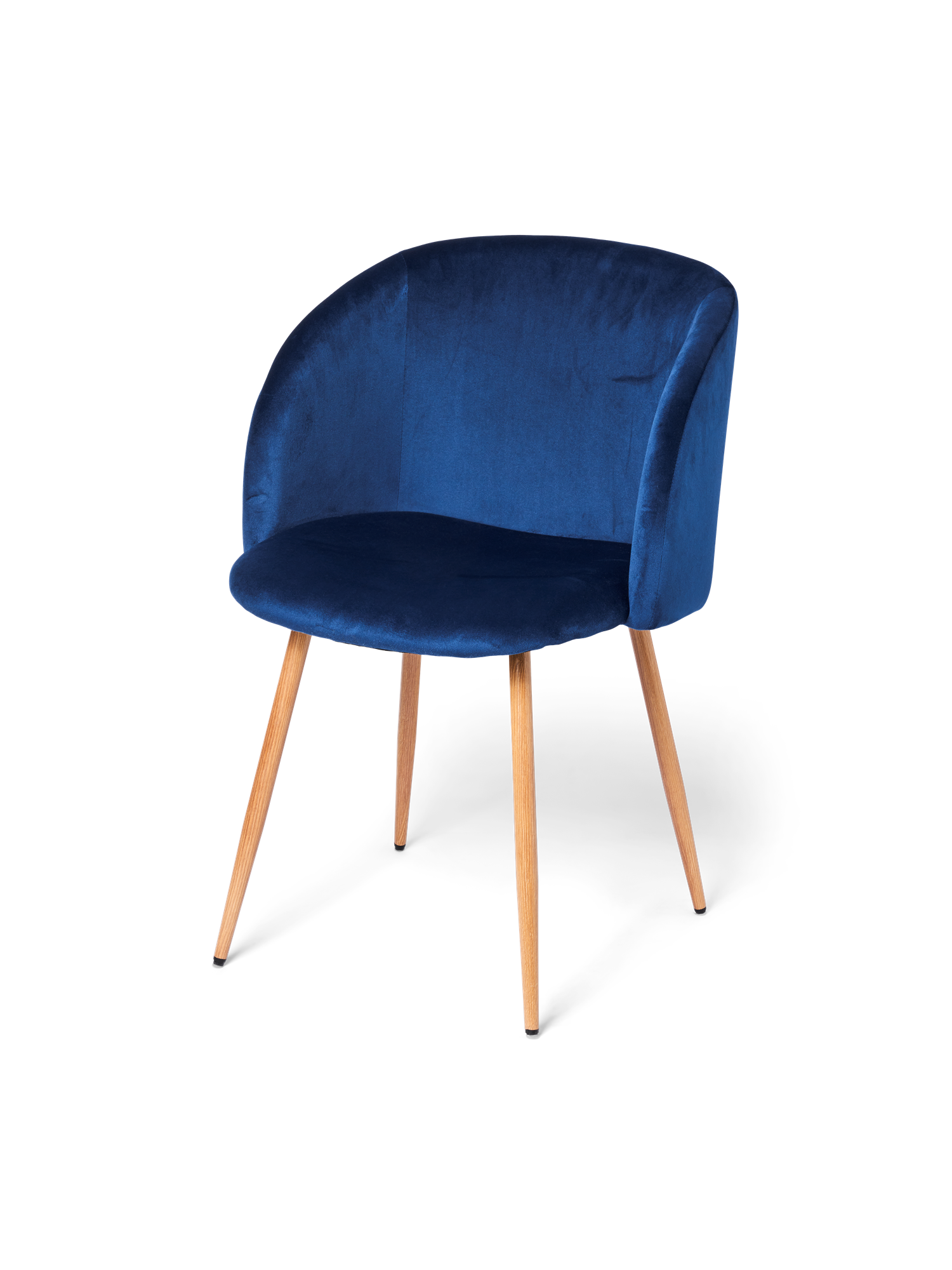 Velourstol | Polyester/poppeltræ/jern. 54 x 47 x 81 cm. | Navy